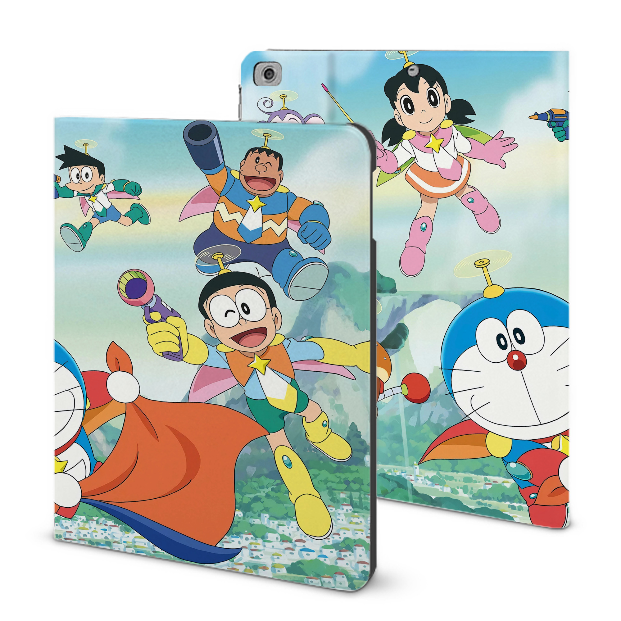 （画像用） ドラえもん Doraemon IPad ケース ブック型 PUレザー TPU 耐衝撃 軽量 薄型 ペン収納なし 全面保護 IPad 各モデル対応